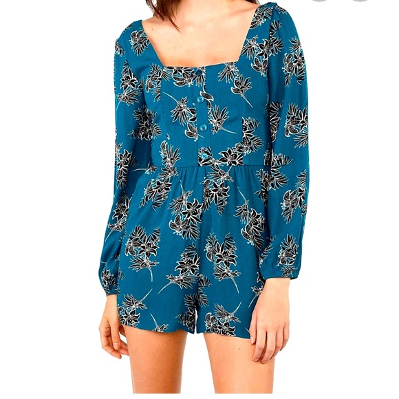 EXPRESS Tropical Button Front Romper NEW - size M - Picture 1 of 4